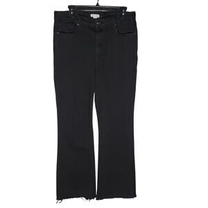 GOOD AMERICAN Women’s Black Highrise Raw hem Bootcut Stretch Jean